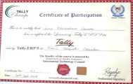 Jasmin Dawada Tally Certificate