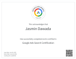 Jasmin Dawada Google Ads Search Certification
